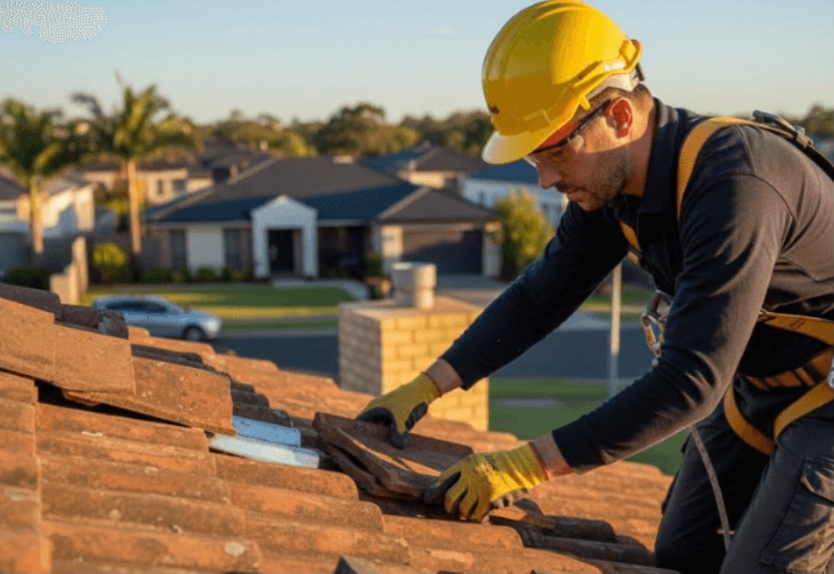 Skyline roofer replacing tiles on a Brisbane home
